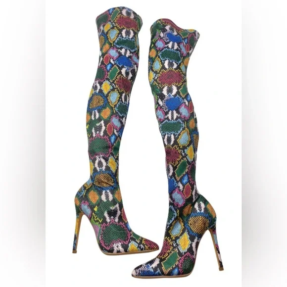 Multicolor Over the Knee Boots - Picture 3 of 4